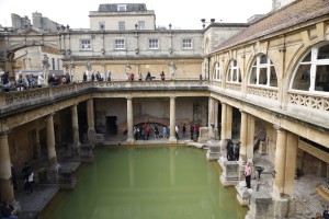 Above the warm water of the baths