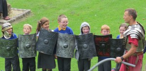 Roman centurion disciplining his troops